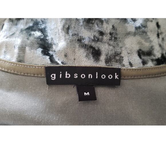 Gibson Crushed Velvet Flutter Sleeve Top Size M Fairycore Cottagecore Holiday - Picture 3 of 5